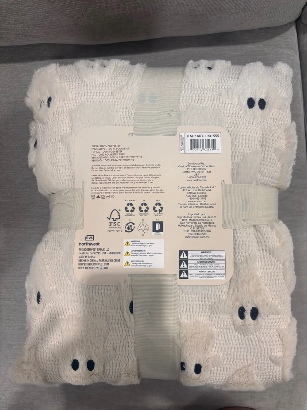 Costco faux fur Halloween fall throw Ghost